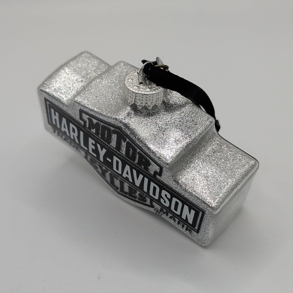 Harley-Davidson 2022 Silver Glitter Bar & Shield Logo Christmas Ornament Dated - Picture 3 of 5
